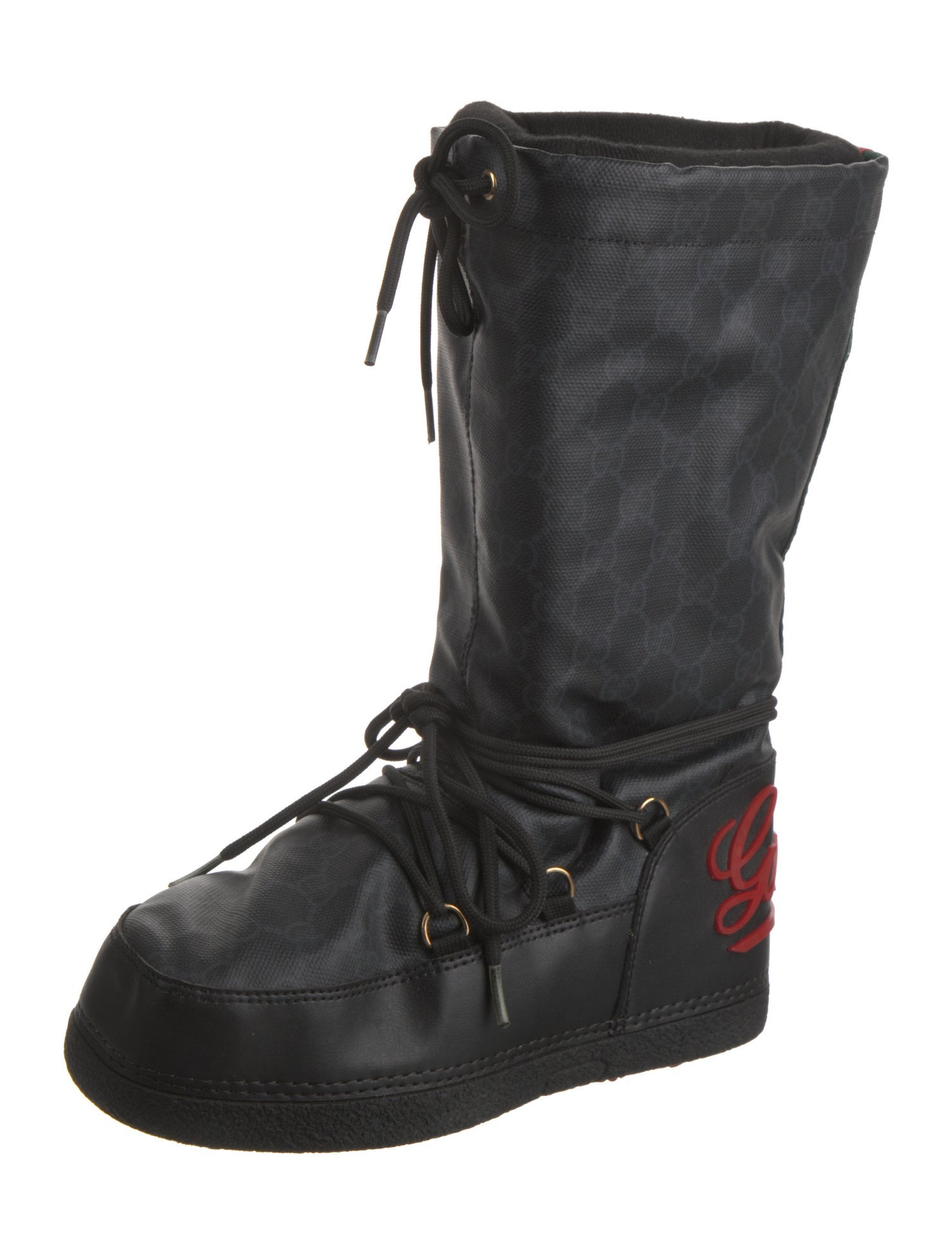 Gucci GG Supreme Grosgrain Trim Lace-Up Boots